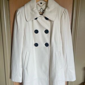 Guess White Double-Breasted Pea Coat